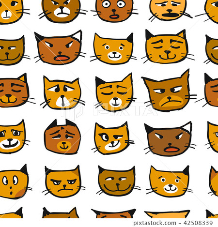 Cat faces, seamless pattern for your design Cat faces, seamless pattern for your design 42508339