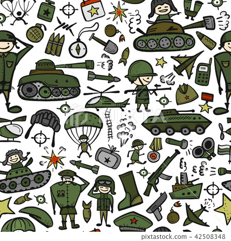Military sketch, seamless pattern for your design 42508348