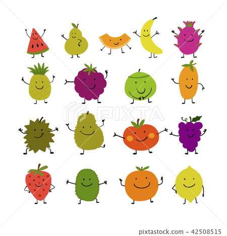 Funny fruits, character set for your design Funny fruits, character set for your design 42508515
