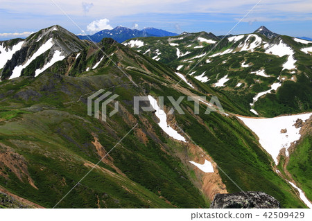 Dogo Ginza Course to the Northern Alps Kaikido Mountain Top, Washu Dake, Sanmata Renkaku dake, Kasagatake and Norikura dake, Ontakeyama Landscape 42509429