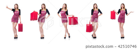 Travel vacation concept with luggage on white Travel vacation concept with luggage on white 42510746