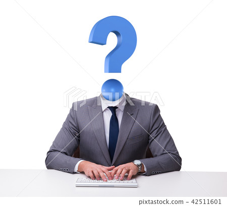 Businessman with question mark instead of head Businessman with question mark instead of head 42511601