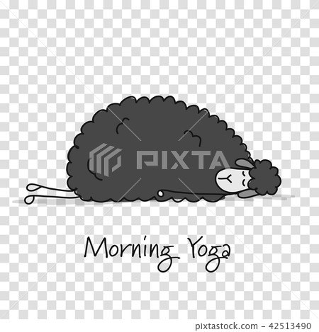 Funny sheep doing yoga, sketch for your design Funny sheep doing yoga, sketch for your design 42513490