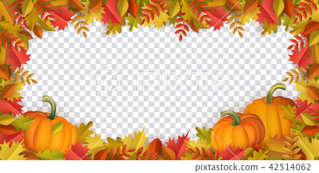 Vector autumn leaves, pumpkin frame 42514062