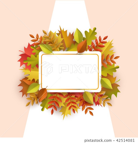 Vector autumn leaves square frame Vector autumn leaves square frame 42514081