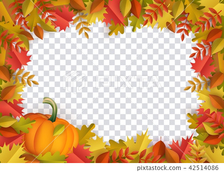 Vector autumn leaves, pumpkin frame 42514086