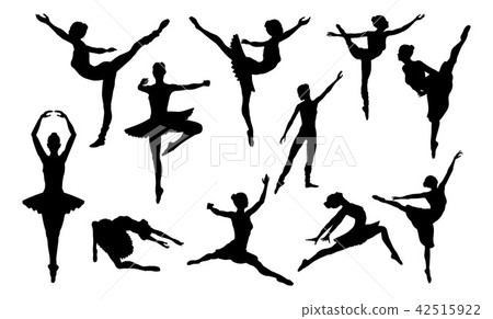 Ballet Dancing Silhouettes Set 42515922