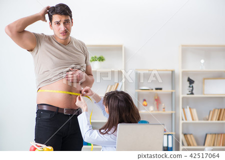 Doctor dietician giving advices to fat overweight patient 42517064
