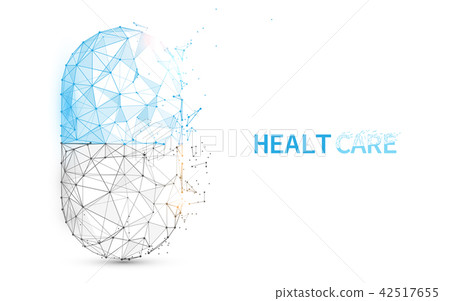 Pill capsule icon form lines and particle style Pill capsule icon form lines and particle style 42517655