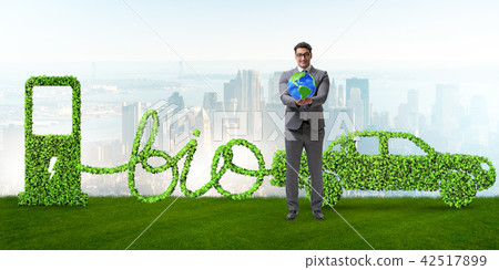 Businessman with car powered with biofuel 42517899