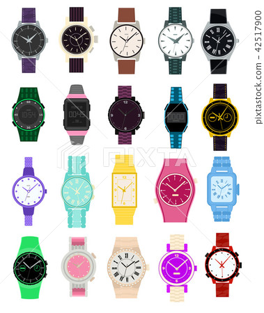 Watch vector wristwatch for businessman or fashion wrist clock with clockwork and clockface clocked Watch vector wristwatch for businessman or fashion wrist clock with clockwork and clockface clocked 42517900