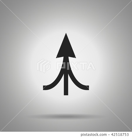 associated arrow icon . three arrow united at one  42518753