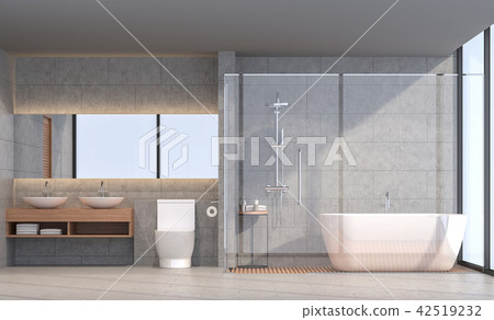Modern loft bathroom 3d render 42519232