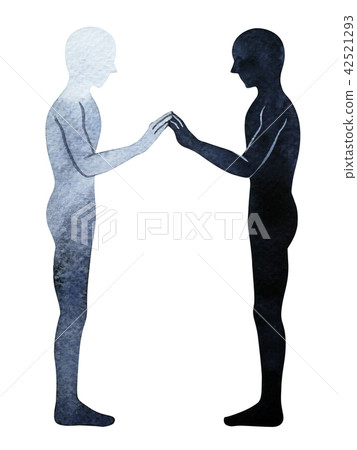 Couple Human Connection Hand Up Pose Abstract Body Stock Illustration