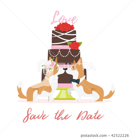 wedding day illustration with dog 42522226