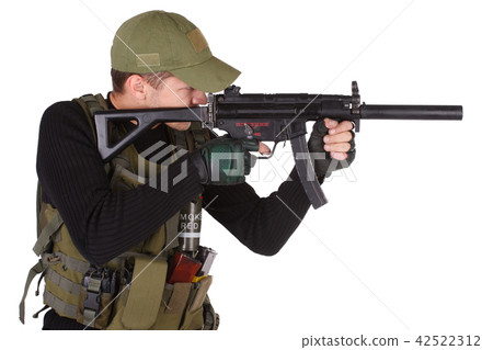 mercenary with mp5 submachine gun 42522312