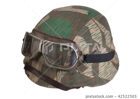 camouflaged nazi german helmet with protective goggles 42522503