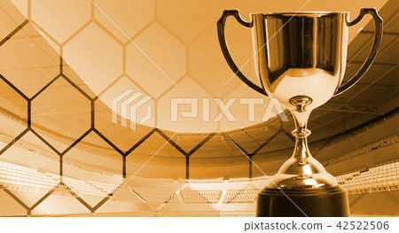 Yellow theme trophy with background fade hexagon  42522506