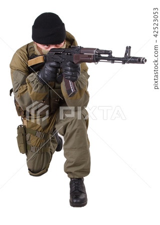 shooter with kalashnikov rifle shooter with kalashnikov rifle 42523053