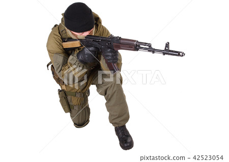 shooter with kalashnikov rifle 42523054