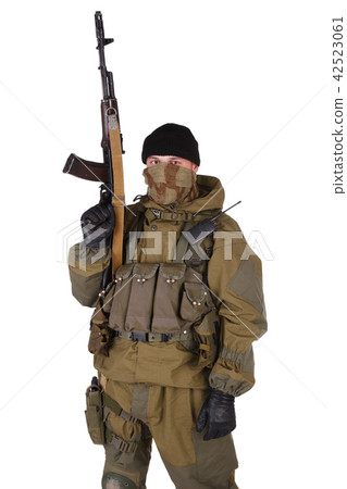 shooter with kalashnikov rifle shooter with kalashnikov rifle 42523061