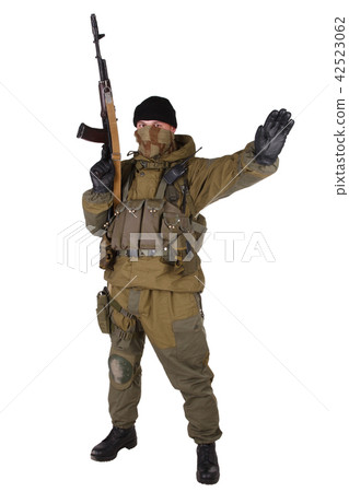 shooter with kalashnikov rifle shooter with kalashnikov rifle 42523062