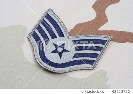 US AIR FORCE Staff Sergeant rank patch on uniform US AIR FORCE Staff Sergeant rank patch on uniform 42523730