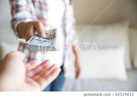 woman hands proposing money us dollar bills woman hands proposing money us dollar bills 42524033