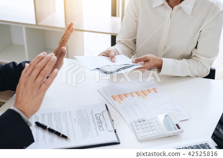 Bribery and corruption concept, senior businessman manager refus Bribery and corruption concept, senior businessman manager refus 42525816