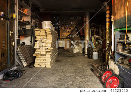 interior of a rural barn with materials 42525930