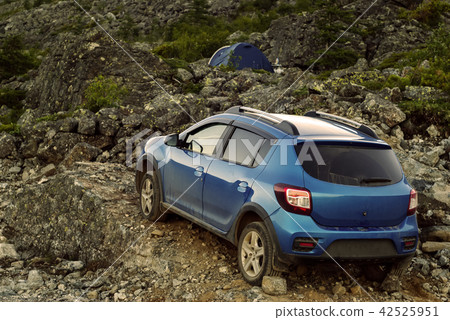 overnight in the mountains during autotraveling 42525951