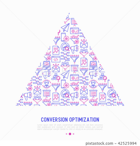 Conversion optimization concept in triangle - Stock Illustration ...