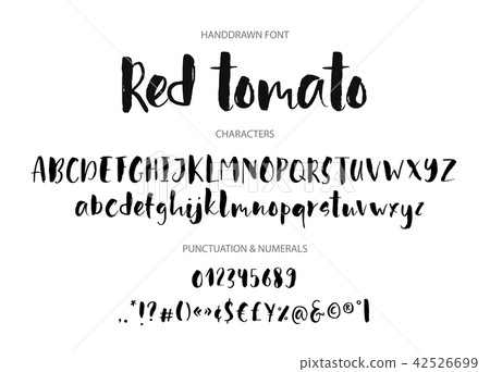 Red tomato. Handdrawn ink brush font. Red tomato. Handdrawn ink brush font. 42526699