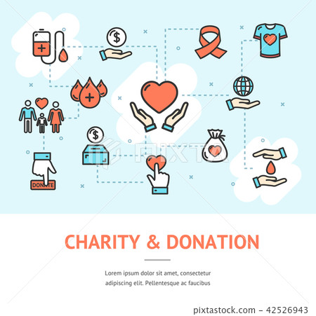 Charity Donation Banner Horizontal. Vector 42526943