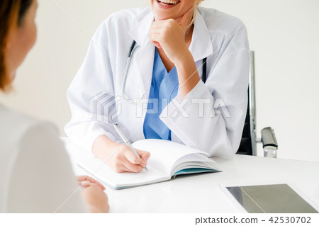 Woman Doctor and Female Patient in Hospital Office Woman Doctor and Female Patient in Hospital Office 42530702