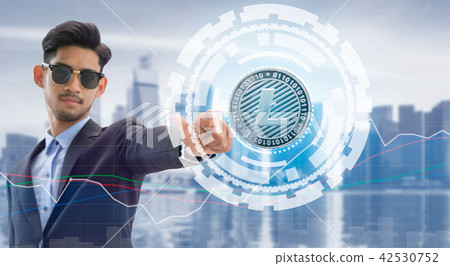 Litecoin and cryptocurrency investing concept. Litecoin and cryptocurrency investing concept. 42530752