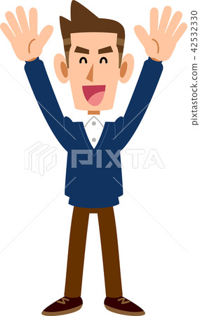 A man who raises his hands and rejoices - Stock Illustration [42532330 ...