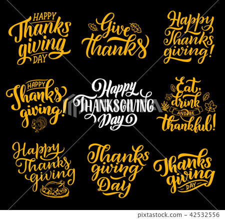 Happy Thanksgiving lettering greeting cards Happy Thanksgiving lettering greeting cards 42532556