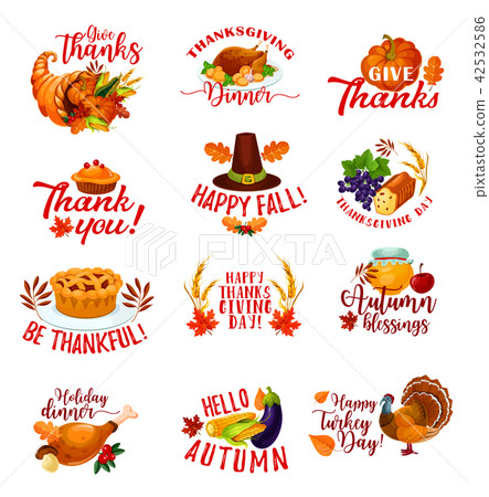 Thanksgiving Day autumn holiday greeting cards - Stock Illustration ...