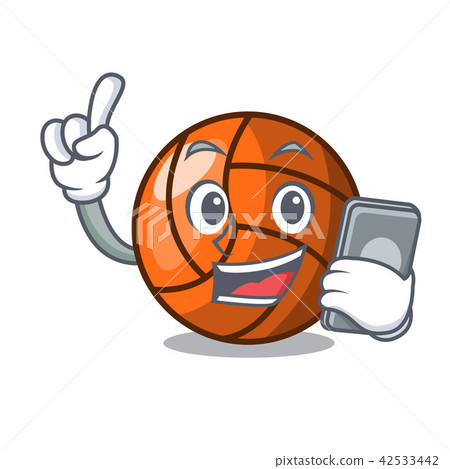 With phone volleyball character cartoon style 42533442