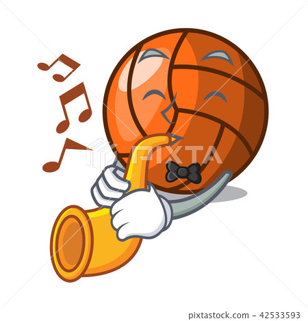 With trumpet volleyball mascot cartoon style With trumpet volleyball mascot cartoon style 42533593
