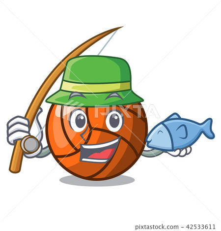 Fishing volleyball mascot cartoon style Fishing volleyball mascot cartoon style 42533611