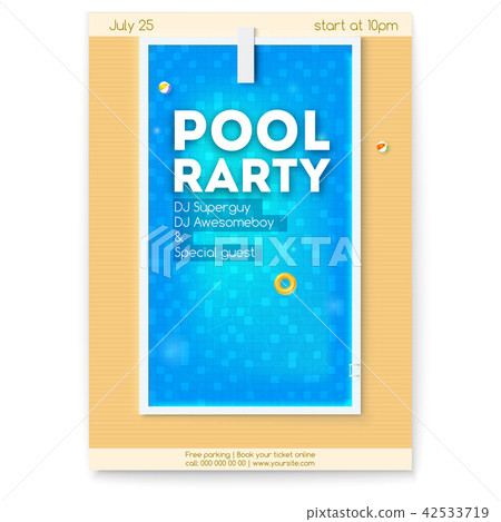 Summer Party In Swimming Pool Poster With Design Stock Summer Party In Swimming Pool Poster