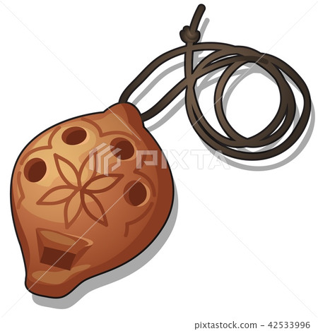 Clay wind musical instrument isolated on white background. Vector cartoon close-up illustration. 42533996