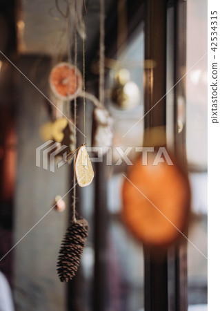 Decorated restaurant window Decorated restaurant window 42534315