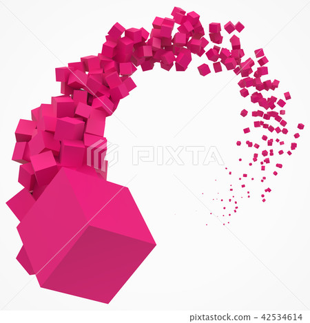 stroke of pink cubes moving on air. 3d style vector illustration 42534614