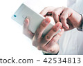 Macro Of A Businessman Touching A White Smartphone 42534813