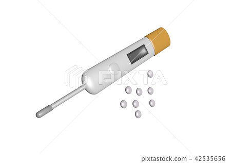 溫度計和藥物的插圖 溫度計和藥物的插圖 42535656