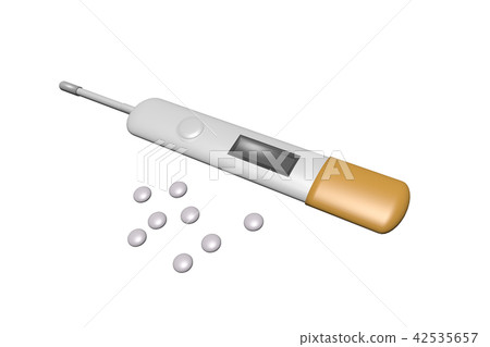 溫度計和藥物的插圖 42535657