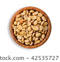 Raw coffee beans in wood bowl 42535727